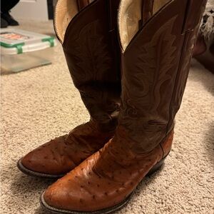 Justin Vintage Men's Brown Leather Cowboy Boots, Sz. 9